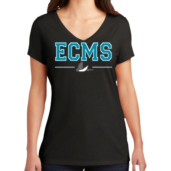 ECMS Ladies Triblend V-Neck Tee Collegiate Text Thumbnail